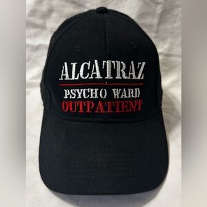Black Alcatraz Cap with Red and White Embroidery